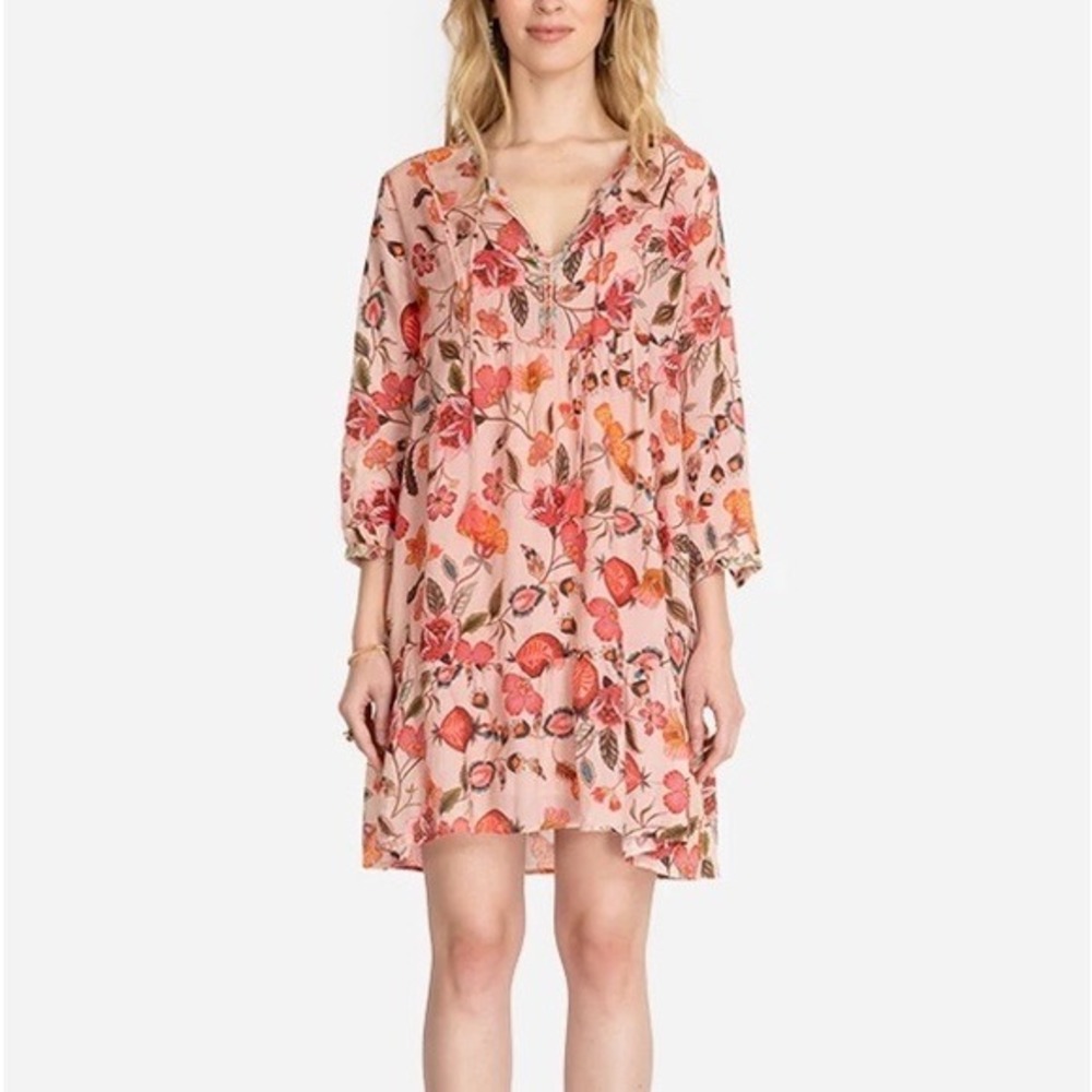 Johnny Was Floral Print Midi Dress Bohemian Women's Size M